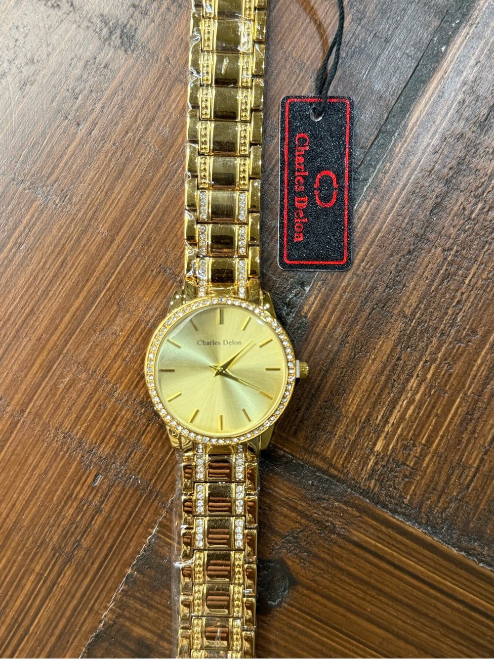 Charles Delon Gold Crystal-Accent Women's Watch